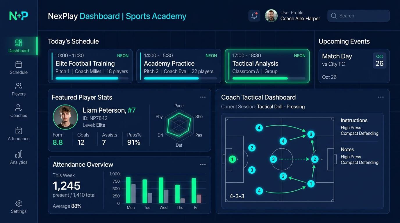 NexPlay – Sports Academy & Club Management App